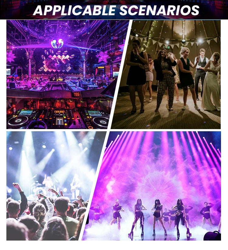80W Disco Party Light 6-arm Mini Beam Moving Head Strobel Effect Lights Remote DMX512 Control DJ Mobile Stage For Club Wedding