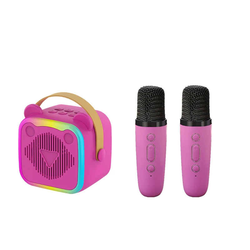 K10 Wireless Bluetooth Speaker With 2 Microphone RGB Light Outdoor Home Karaoke Voice Change Mini Speaker for Family Gifts