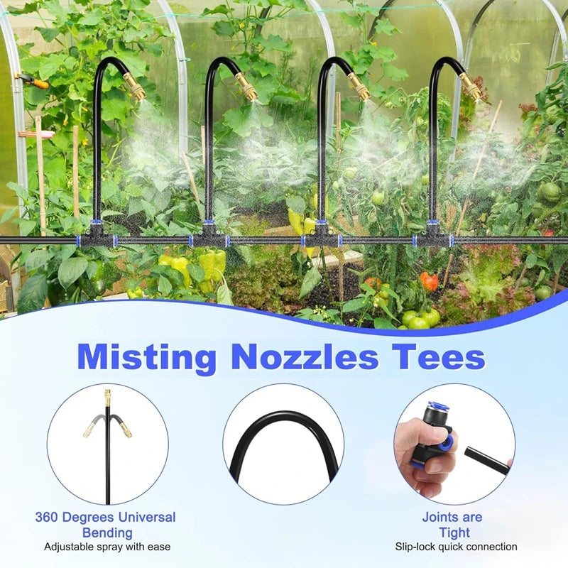 Drip Irrigation Kit, 360-Degree Bending Dropper, for Misting System Copper Nozzle Garden Plant Lawn Patio