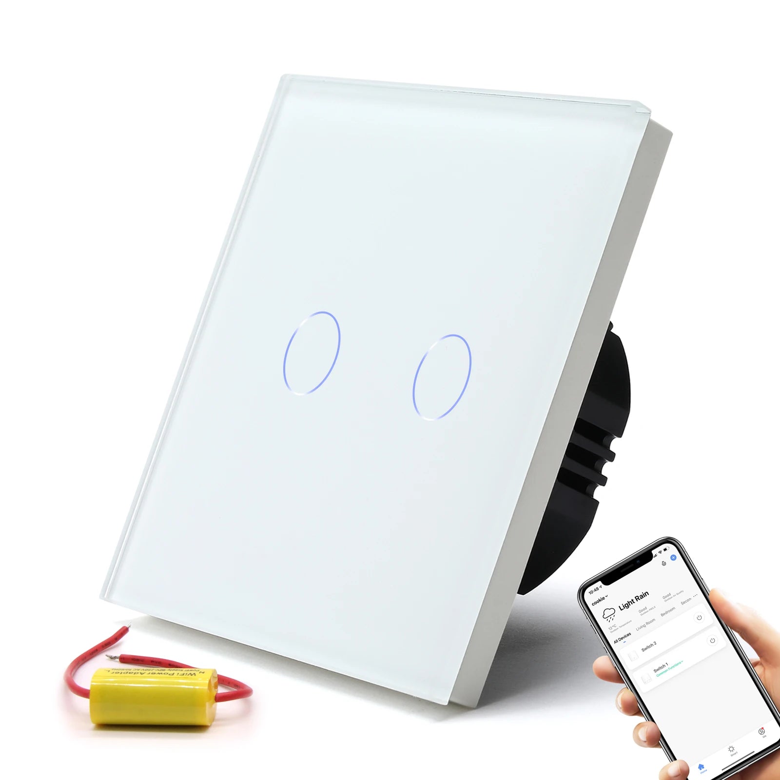 WiFi Smart Light Switch Touch Glass Panel - App-Controlled Automation 2G WIFI Switch Tidesmit