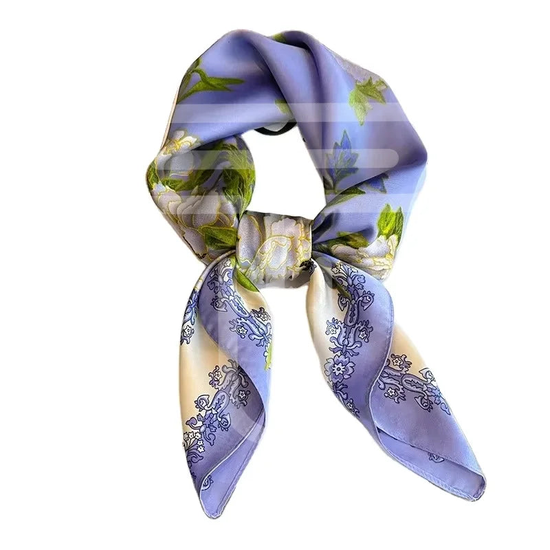 Customized Print Premium Pure Silk Scarves for Women Lightweight Satin Neck Wrap with Soft Touch Solid Pattern Silk Wrap Scarves