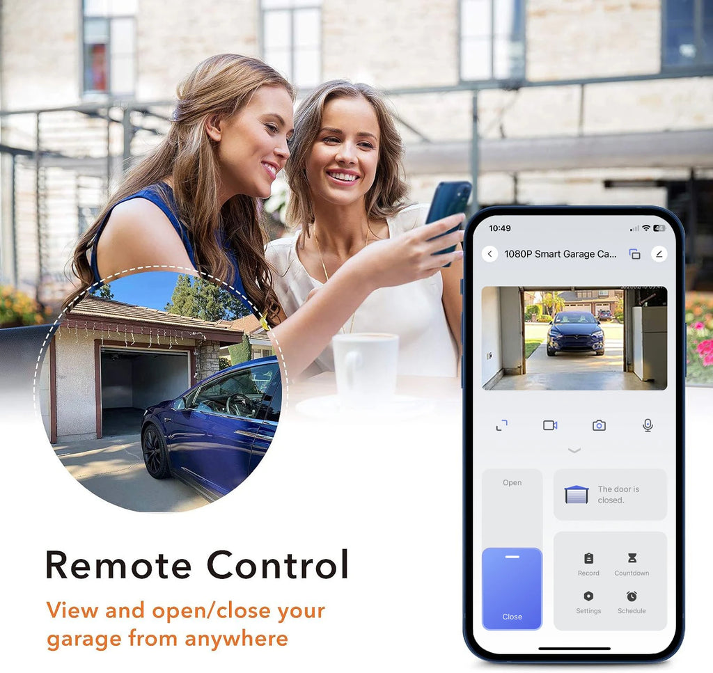 Tuya SmartLife WiFi Garage Door Opener with 3MP Camera Remote Control Two Way Audio Night Vision Recording Alexa Google Support