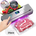 Automatic Vacuum Sealer Machine 5 Modes Dry Moist Rice Seal with Built-in Cutter, Compact One Touch Food Sealer for Sous Vide & Wet Dry Food Storage, Include 20Pcs Vacuum Sealer Bags