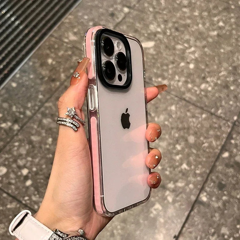 Shockproof iPhone Case with Airbag Bumper - Clear Slim Fit Protection Celar Pink Tidesmit