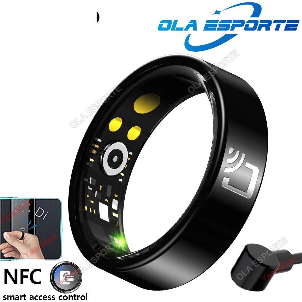 Tidesmit Smart Health Ring: NFC Fitness Tracker & Heart Rate Monitor Magnetic-Black Tidesmit