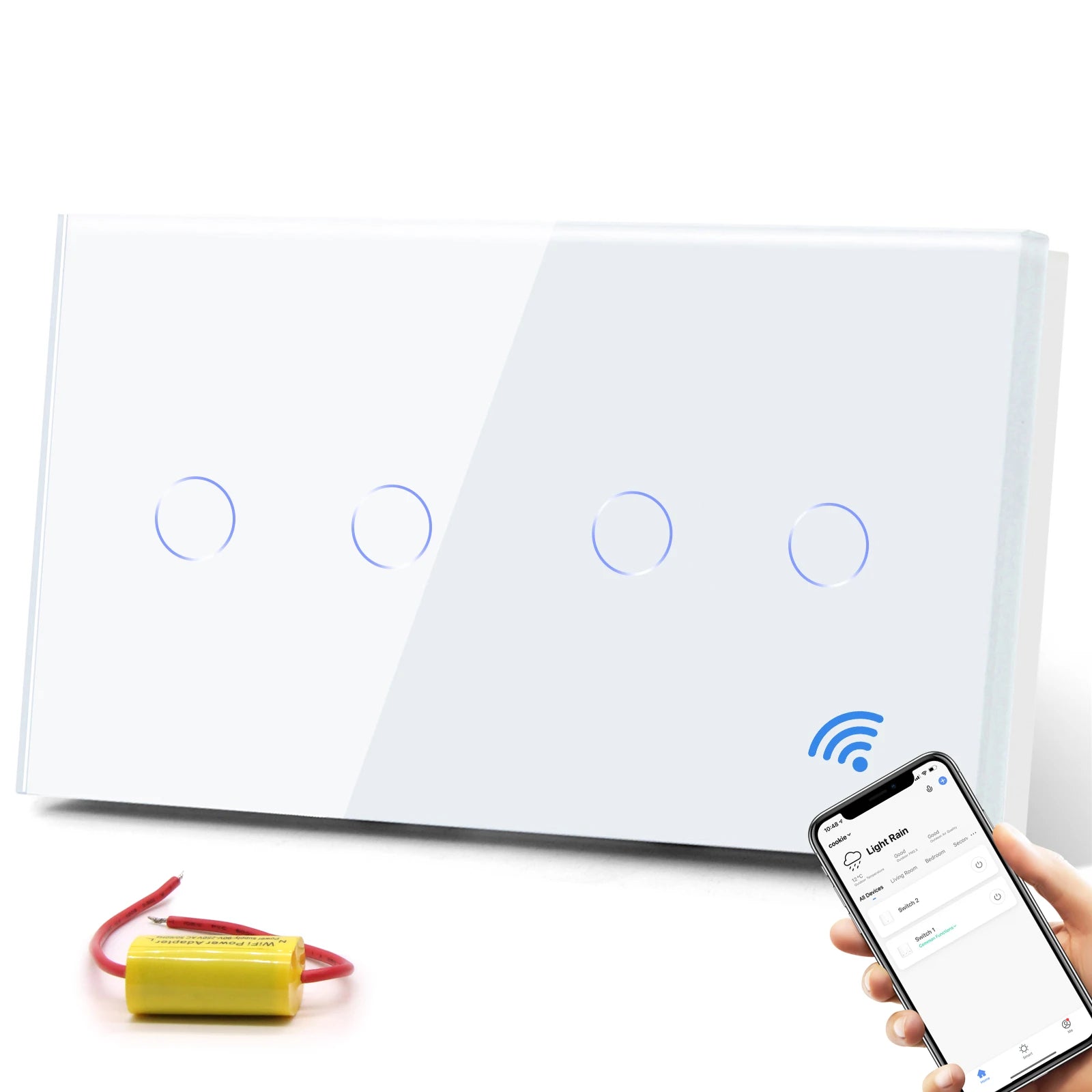 WiFi Smart Light Switch Touch Glass Panel - App-Controlled Automation 2G 2G WIFI Switch Tidesmit