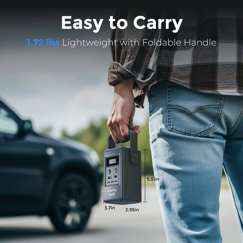 SOLARPLAY Q100 Portable Power Station 25000mAh Power Bank Outdoor Solar Generator 100W USB-C Output for Outdoor Camping Travel