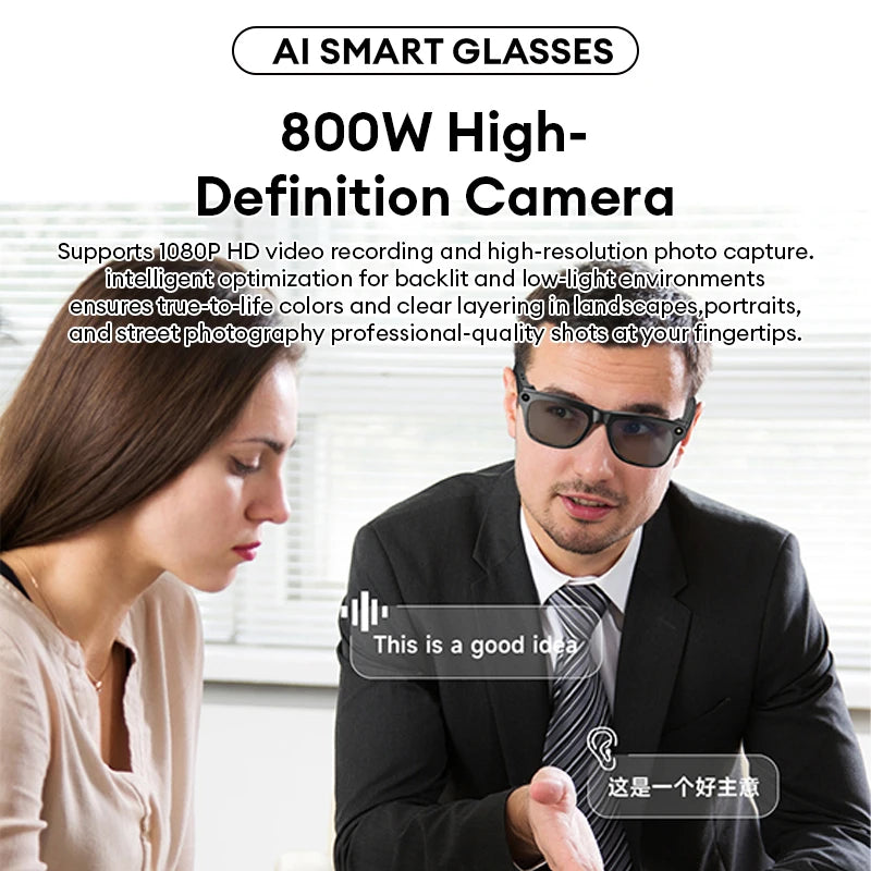 AI Smart Glasses with Camera & Translator - Black Frames by Tidesmit Tidesmit