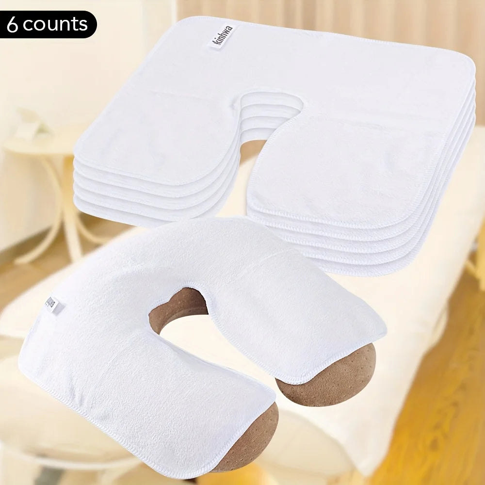 Microfiber Face Cradle Covers - 6pc Washable Soft SPA Head Pads Relaxation Treatment white 6pcs Tidesmit