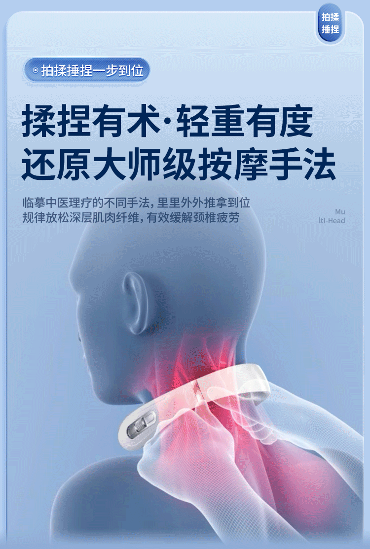 Electric Neck Massager with Heat and Shiatsu Therapy - Tidesmit White Relaxation Treatment Tidesmit