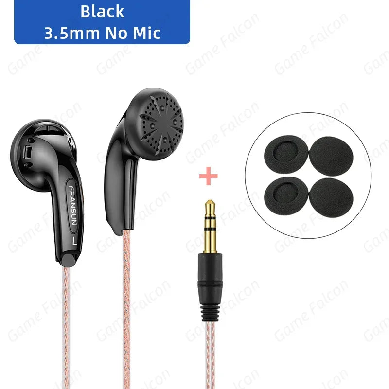 Wired Earbuds with HiFi Stereo Sound and Microphone by Tidesmit Black 3.5mm No MIC Tidesmit