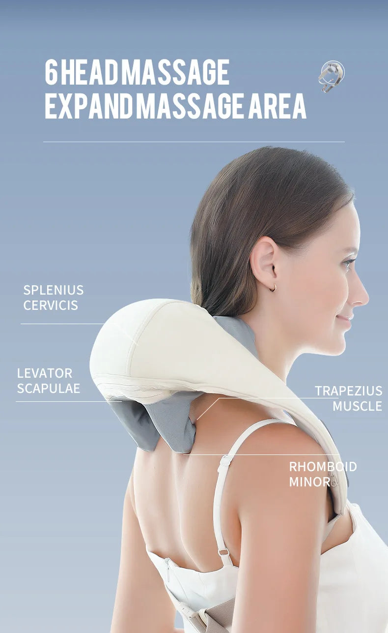 Cordless Deep Tissue Neck and Shoulder Massager with Heat Therapy Back Massage Instrument Tidesmit