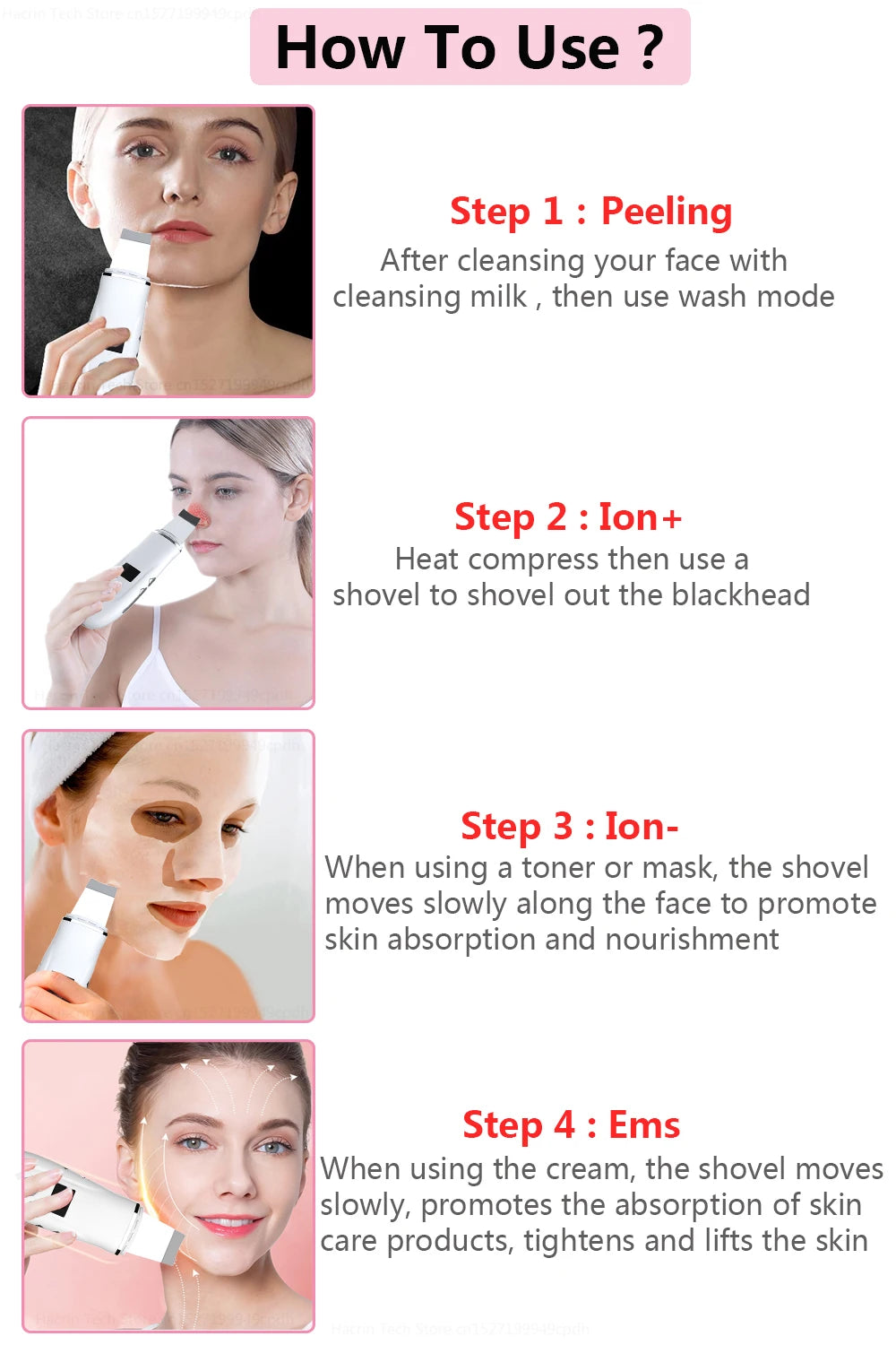 Ultrasonic Face Scrubber - Deep Pore Cleaning & Blackhead Removal Device Scrubs Treatments Tidesmit