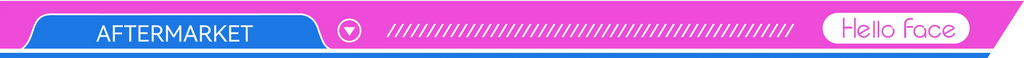 Digital banner featuring "AFTERMARKET" and "Hello Face" text on a pink and blue background.
