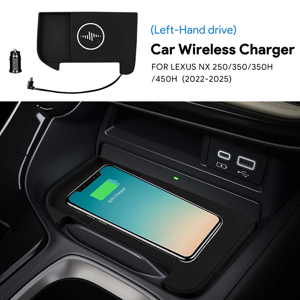 Wireless Charger Pad for Lexus NX 2022-2025 - Qi Certified Fast Charge LHD Tidesmit
