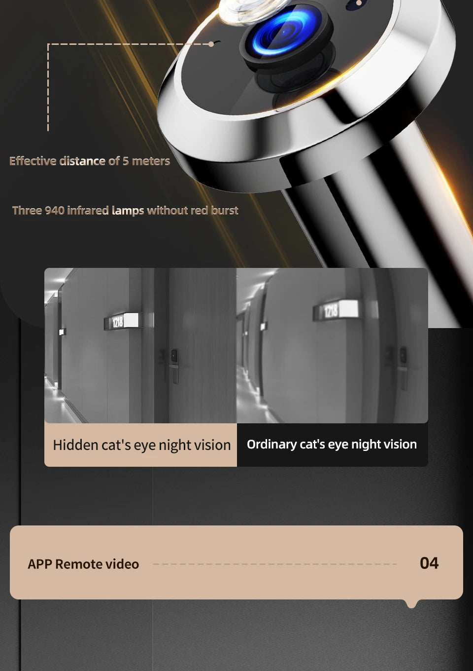 4.3 Inch WiFi Digital Door Peephole Tuya Smart LIfe Eye Cat Human Detection 3MP 120° Wide Angle Night Vision Hidden Video Viewer