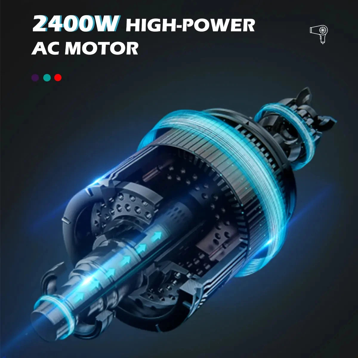 VGRV-452 2400W professional hair dryer high-power AC motor for fast drying and ionic hair styling.