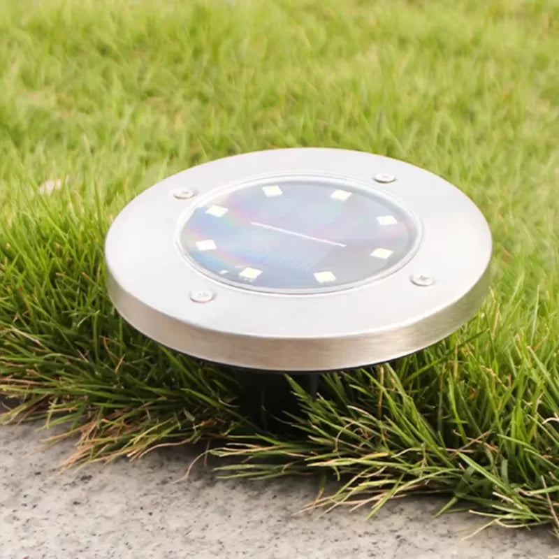 4 PCS 8LED Solar Power Disk Light Outdoor Garden Solar Underground Light Deck Light Spotlight Buried Solar Led Lamp