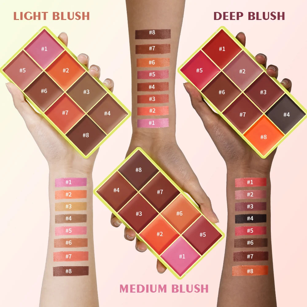 Tidesmit High Gloss Cement Case makeup palette with pink brown nude matte and shimmer shades for face