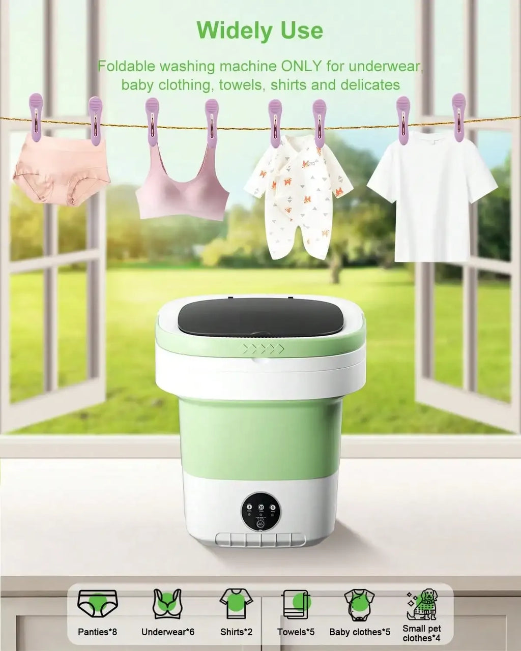 Tidesmit Portable Folding Washing Machine 110V US Plug