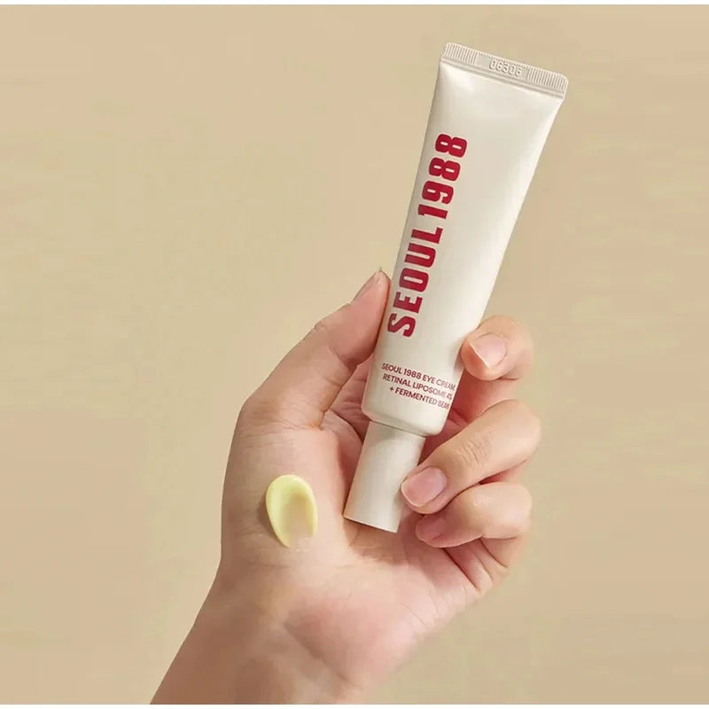 Tidesmit Seoul 1988 Retinol Eye Cream texture close-up for dark circles, wrinkles, and firming anti-aging skin care