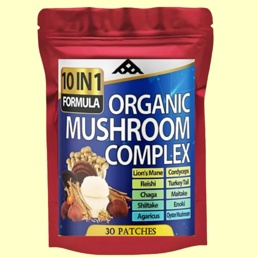 30 Patches 10 In 1 Mushroom Complex Transdermal Patches Lions Mane, Reishi And Cordyceps For Memory Natural Energy Stress Relief