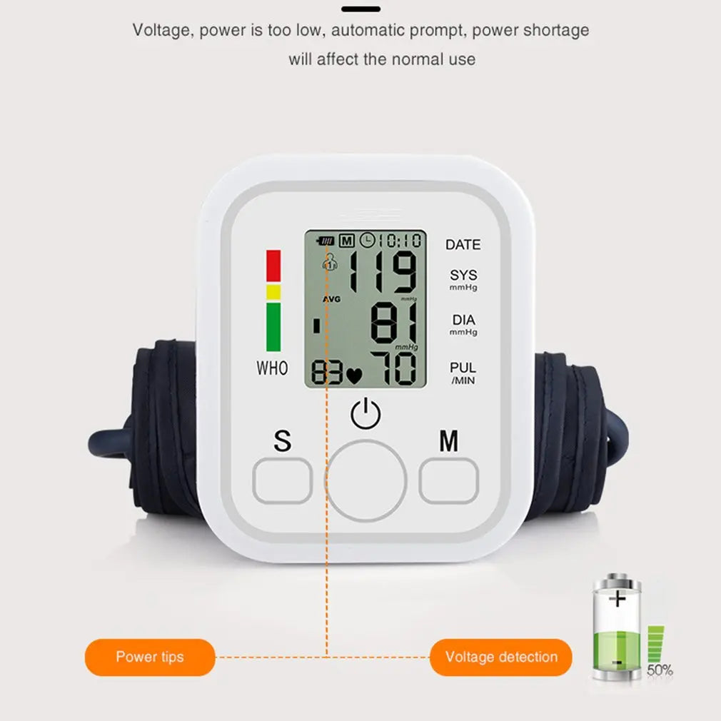 Tensiometer Heart Rate Pulse Meter BP Monitor Healthy Digital Arm Blood Pressure Meter Cuff Medical Automatic Pressure Tonometer