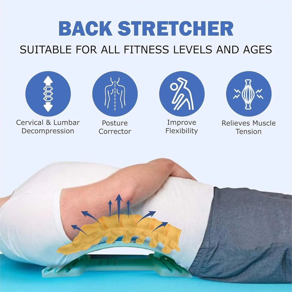Back Stretcher Adjustable Lumbar Support - Ergonomic Spine Relief Device Back Massage Instrument Tidesmit