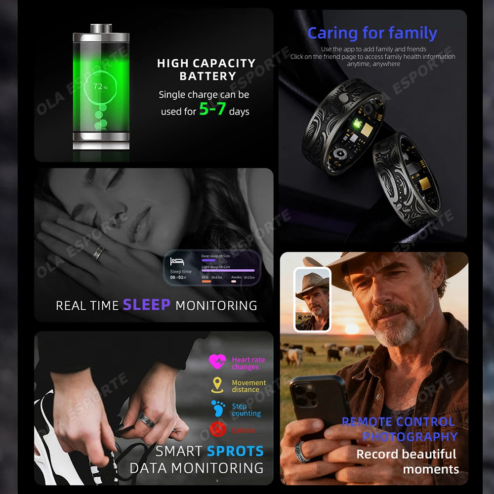 Smart Health Ring Fitness Tracker - Waterproof Biometric Monitor Tidesmit