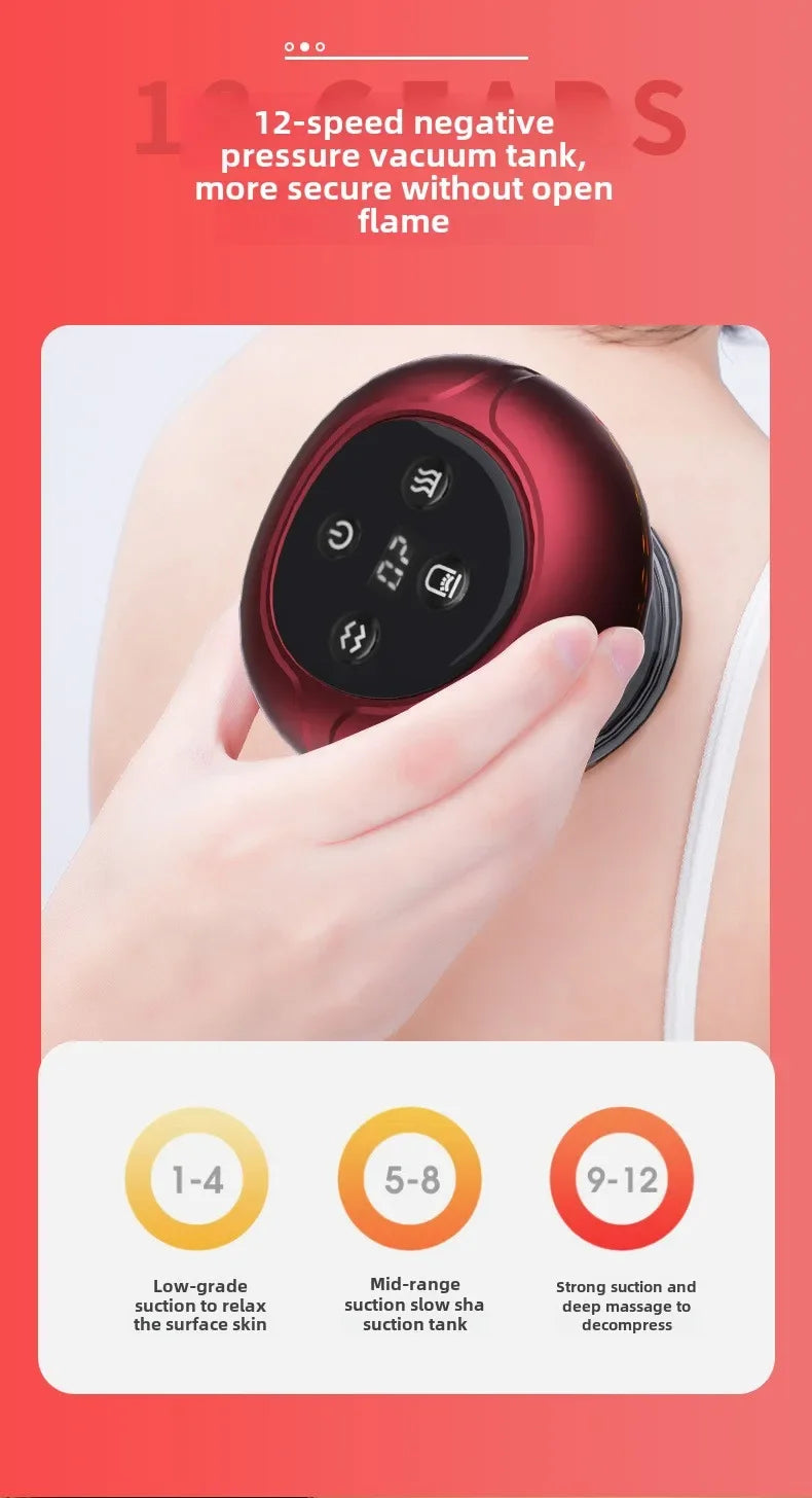 Electric Vacuum Cupping Massager for Back Pain Relief - 12 Gear Model Back Massage Instrument Tidesmit