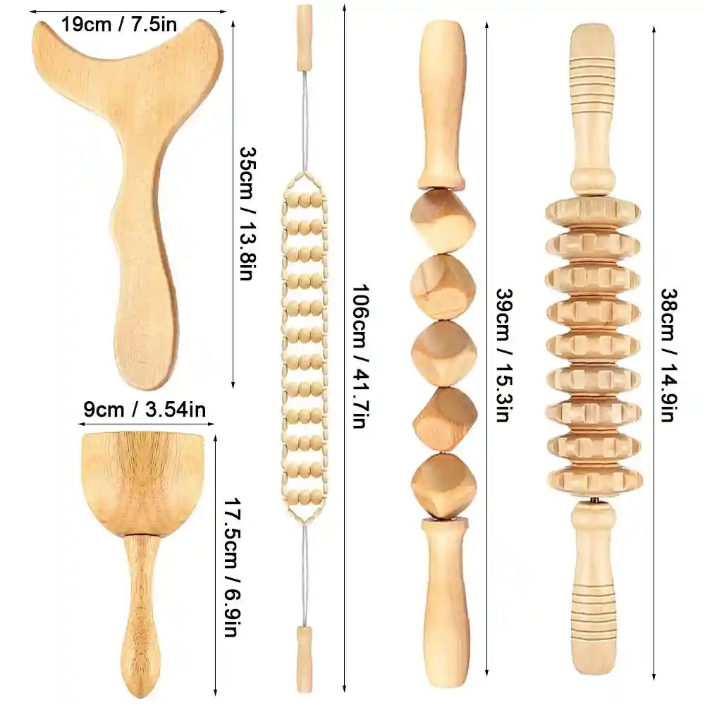 Wood Therapy Massage Roller - Professional Anti Cellulite Guasha Tool Massage Roller Tidesmit