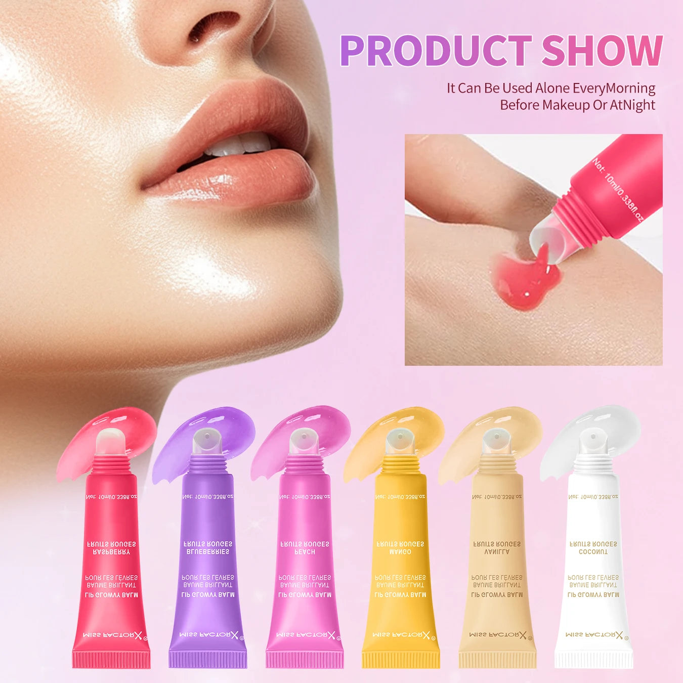 Fruit Flavored Lip Oil Set – 6-Piece Hydrating Lip Care Treatment Lip Care Tidesmit