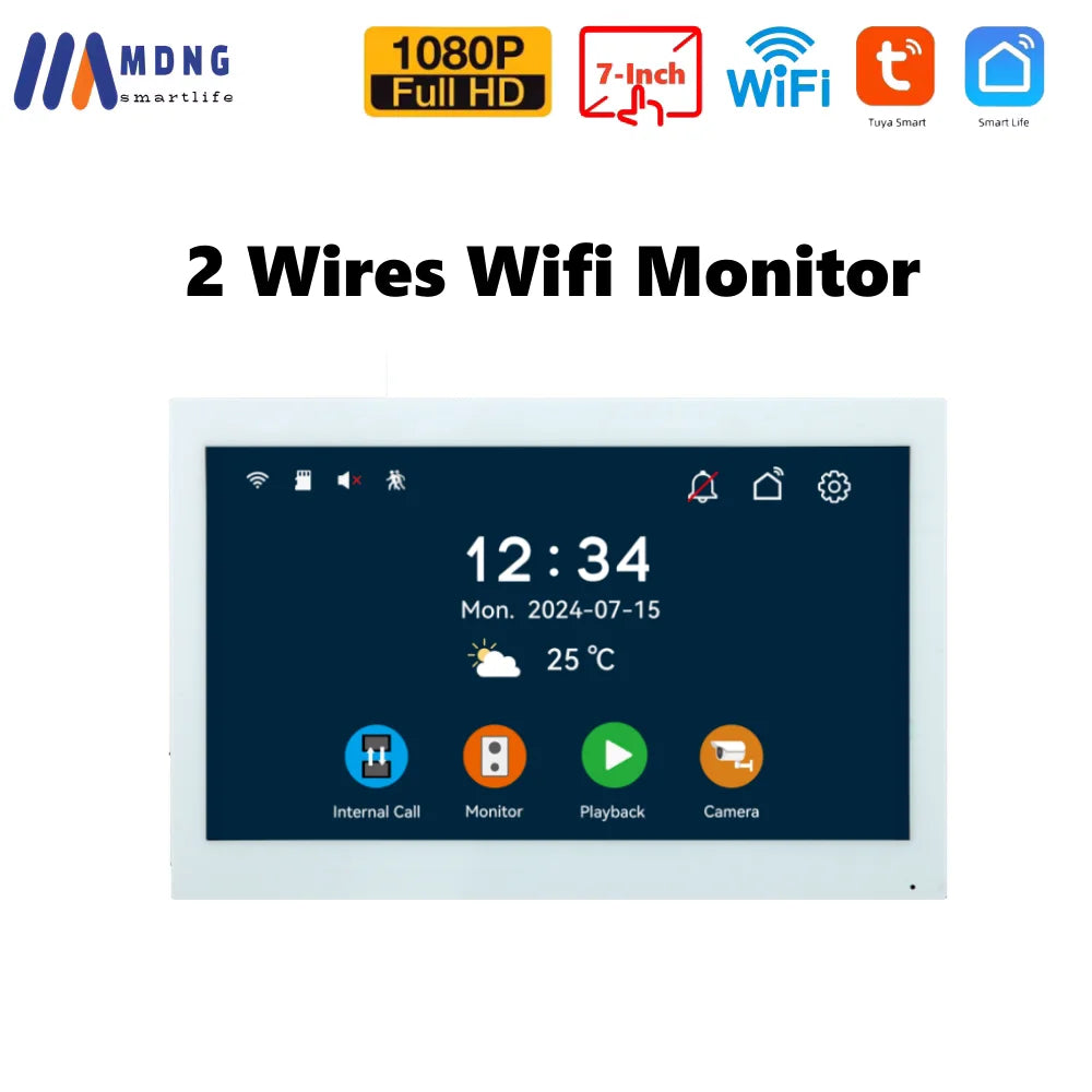 1080P Tuya Smart WIFI Doorbell Camera Apartment Video Intercom 2 Wires 7/10 Inch Wireless WIFI IPS Touch Monitor 5-in-1 Unlock