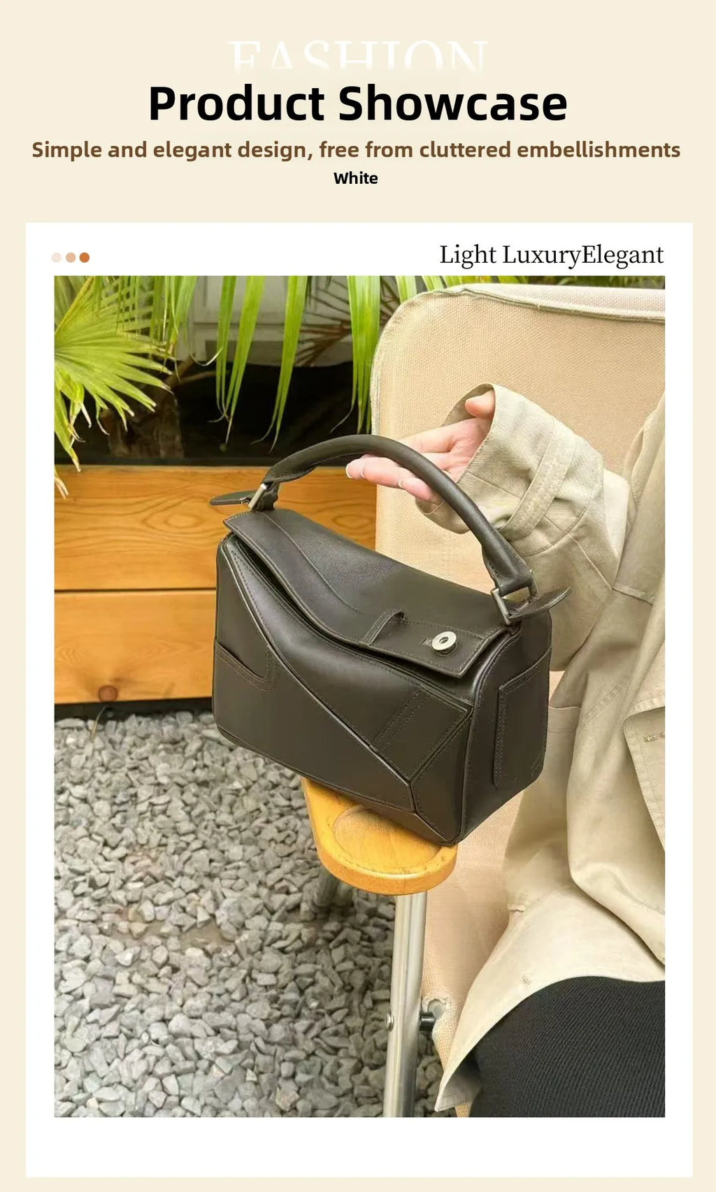 New 2025 Panta Geometric Patchwork Natural Dye Leather Pillow Shaped Handbag Top Layer Cowhide Shoulder Bag for Daily Use