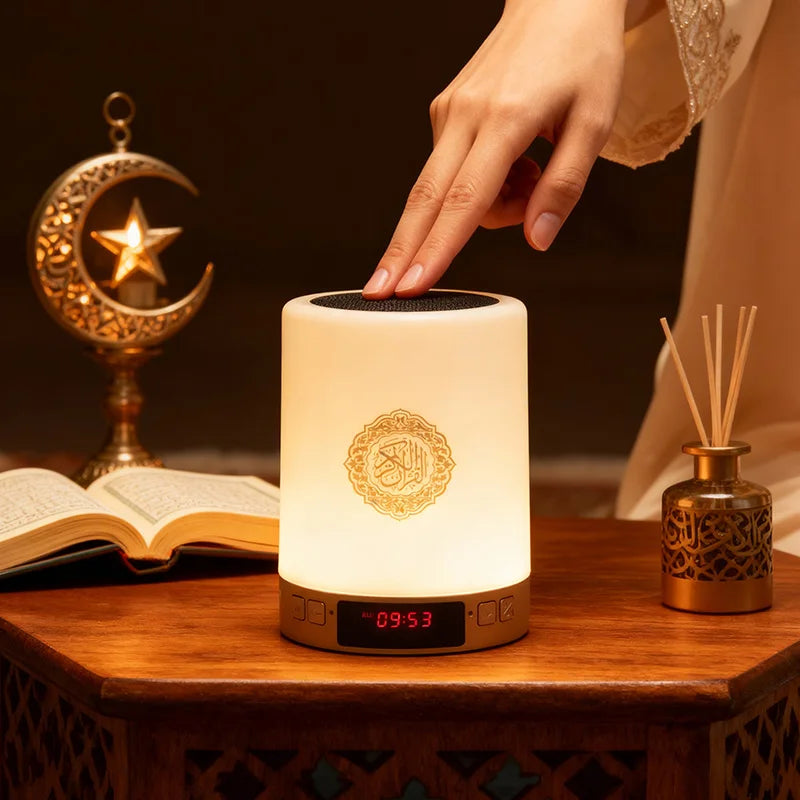Islamic Arabic Night Light Muslim Bluetooth Speaker Quran Azan Clock Koran Portable Wireless Ramadan Bright Lamp Arab Islam Holy