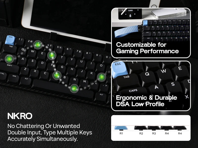 EPOMAKER Carbon60 60% ANSI US Layout Tri-mode Wireless Mechanical Keyboard with QMK/VIA Programmable & RGB Backlights