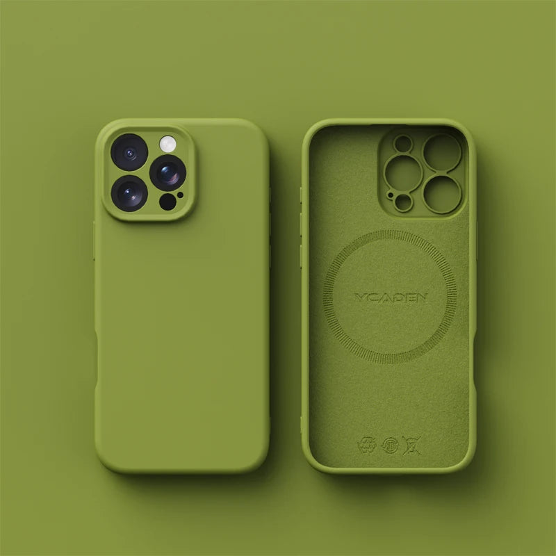 Magnetic iPhone 16 Case | Liquid Silicone Shock-Absorbing Cover Green Tidesmit