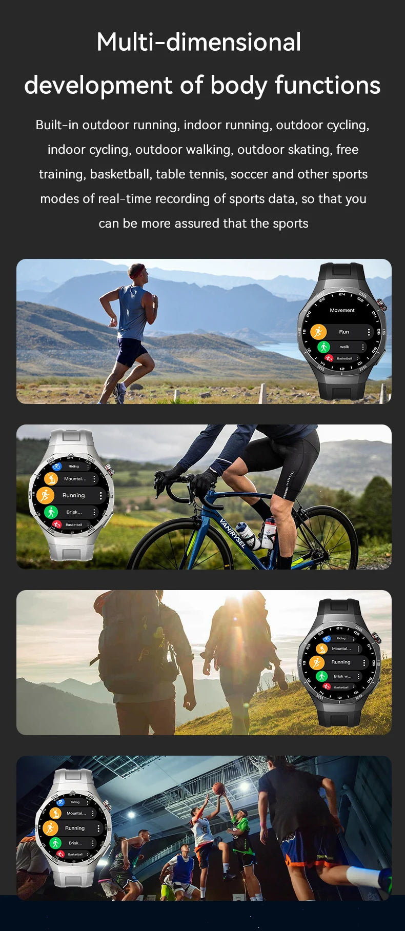 LAXASFIT Smart Watch 1.52" HD Game Dial Dynamic Dial Bluetooth Call Voice Assistant Wireless Charging Fitness Tracker