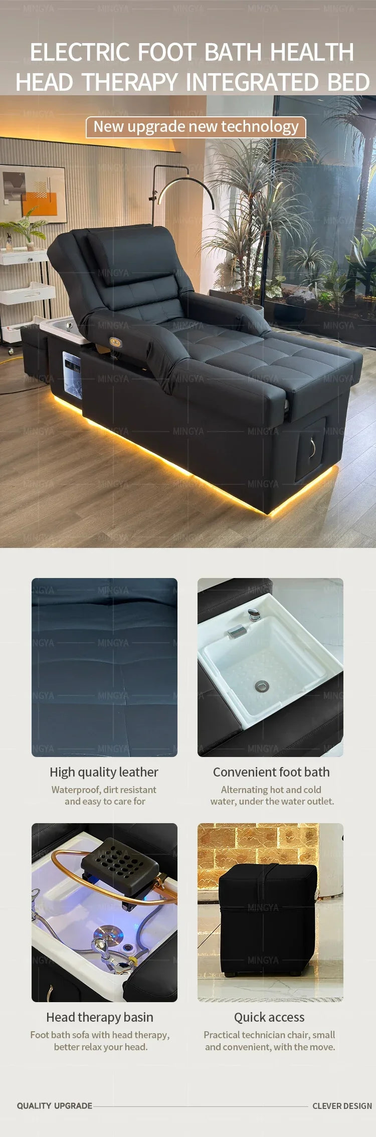 Massage Shampoo Bed with Back Lift - Professional Salon Spa Station Massage Chairs Tidesmit