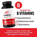 Vitamin B Complex Supports , Containing Vitamins B1, B2, B3, B12, Etc., Vegetarian, Non Gmo, 60 Capsules Of Vegetables