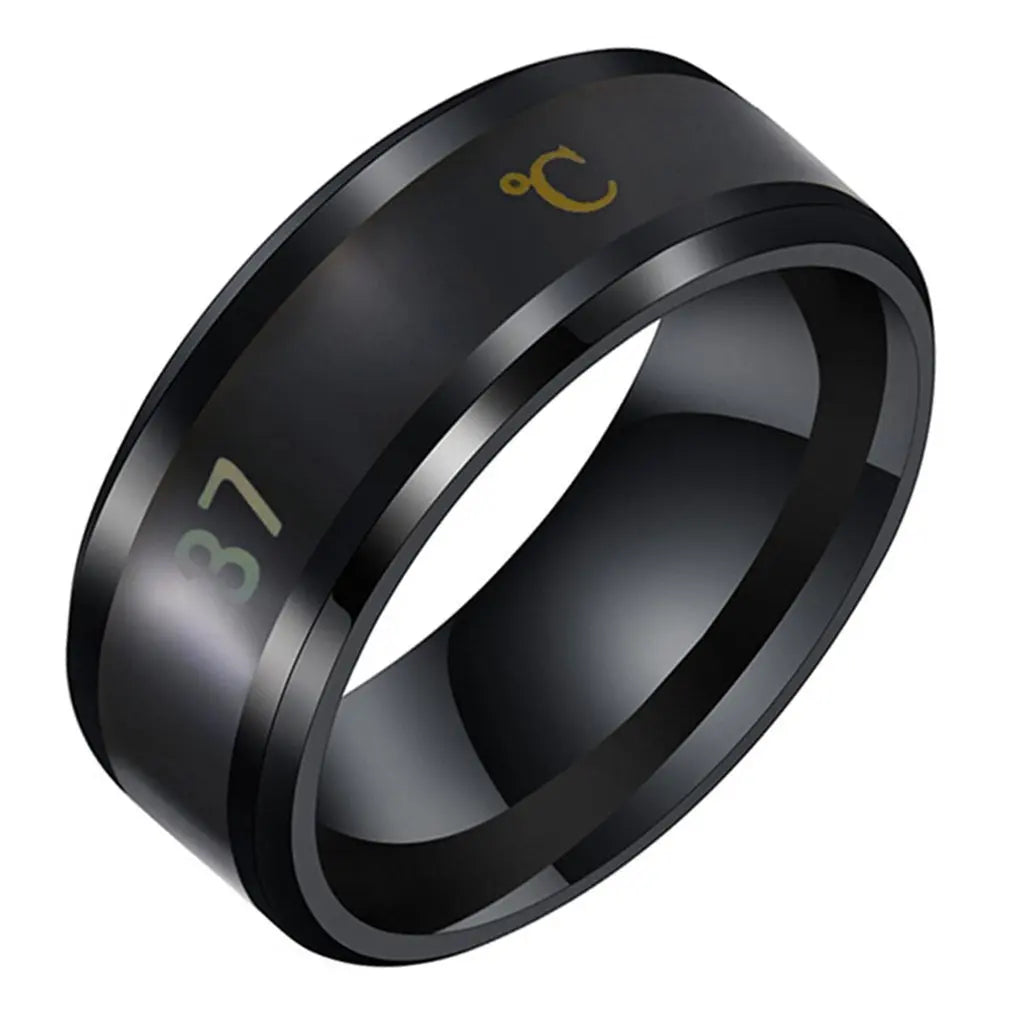 Temperature Sensitive Smart Health Ring - Stainless Steel Biometric Tracker Black Tidesmit