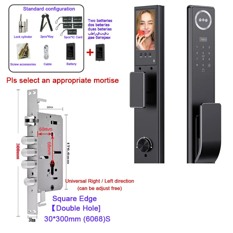 Outdoor Waterproof Lock Wifi Tuya APP Remote Voice Intercom Electronic Door Lock Face Fingerprint Smart Door Lock With Camera