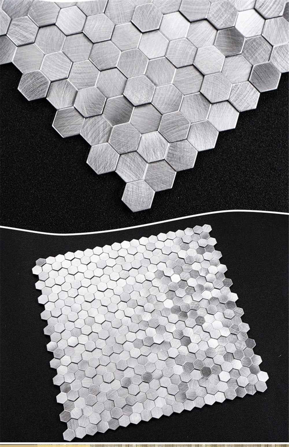 Luxury Metal Stainless Steel Wall Mosaic 3D Bathroom Mosaic Tile Aluminum Hexagon Mosaic Background Wall Sticker Self-adhesive