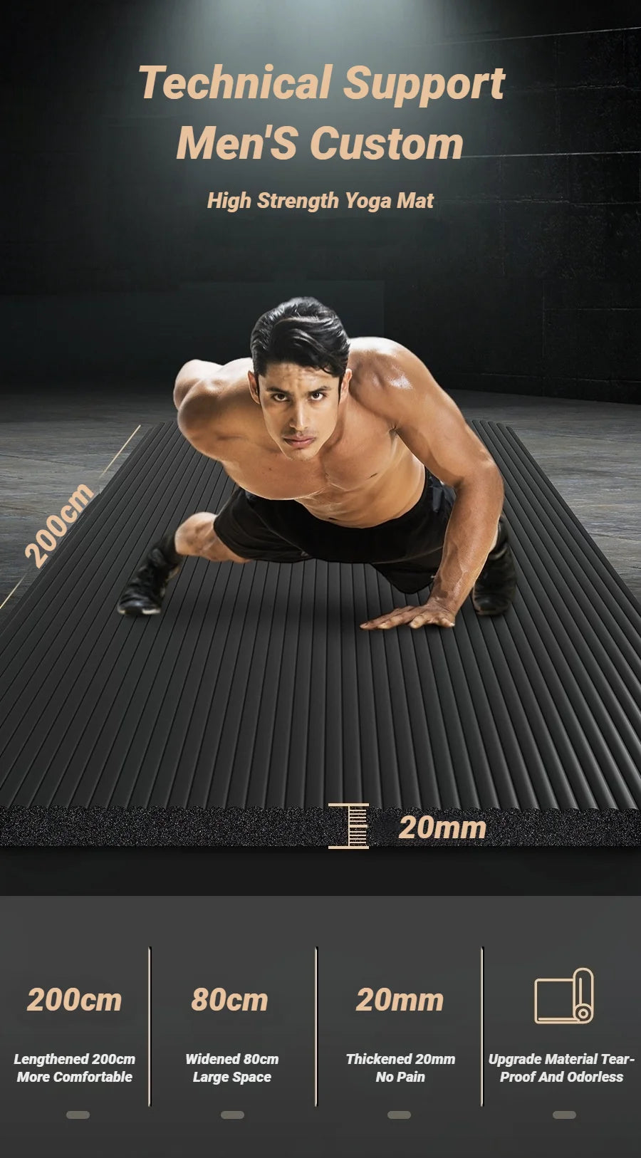 Two-Piece Set High Quality Extra Sport Thick Nbr Non-Slip Yoga Mats For Fitness Pilates Gym Home Tasteless Spor Universal Men