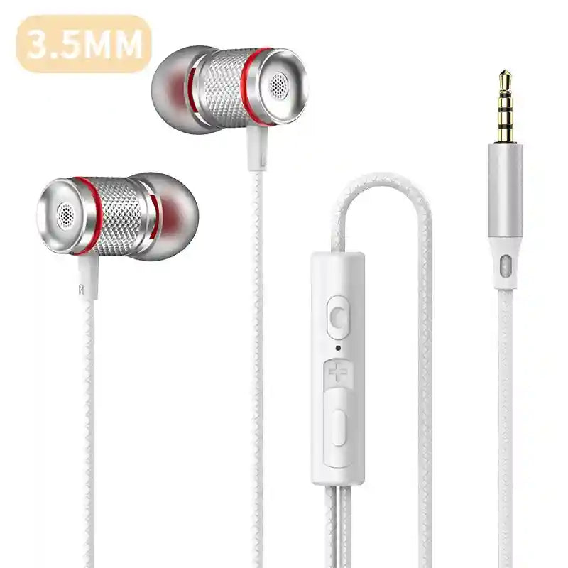 Wired Earbuds with Mic: 7.1 Surround Sound Type-C & 3.5mm AUX 3.5MM AUX White Tidesmit