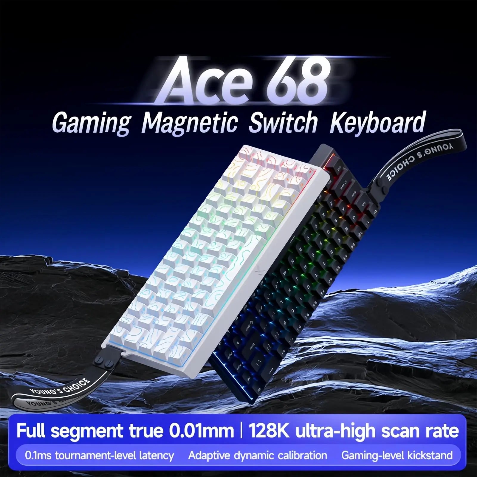 MCHOSE ACE68 Magnetic Keyboard Wired Mechanical Gaming 0.01mm RapidTrigg 8000Hz SOCD/Rs 0.125ms 128K Sampling Rate for Logitech
