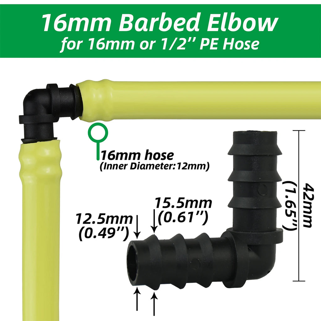 1/2" 3/4" Male Female Thread Connector To Barb 16mm 20mm 25mm PE Hose Adapter Tee Elbow Garden Irrigation Drip Watering System