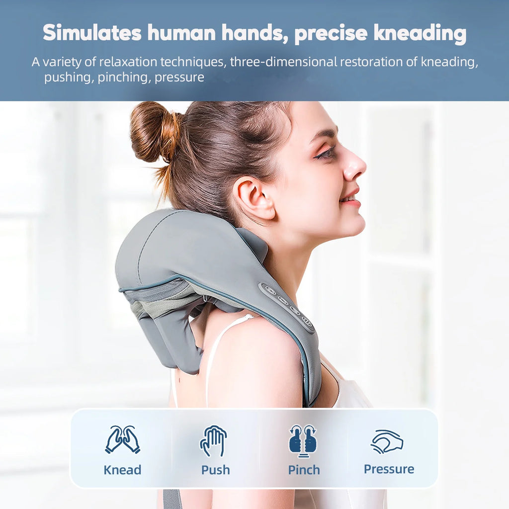 Electric Neck and Shoulder Massager - Cordless Deep Tissue Heat Therapy Body Shaping Massage Equipment Tidesmit