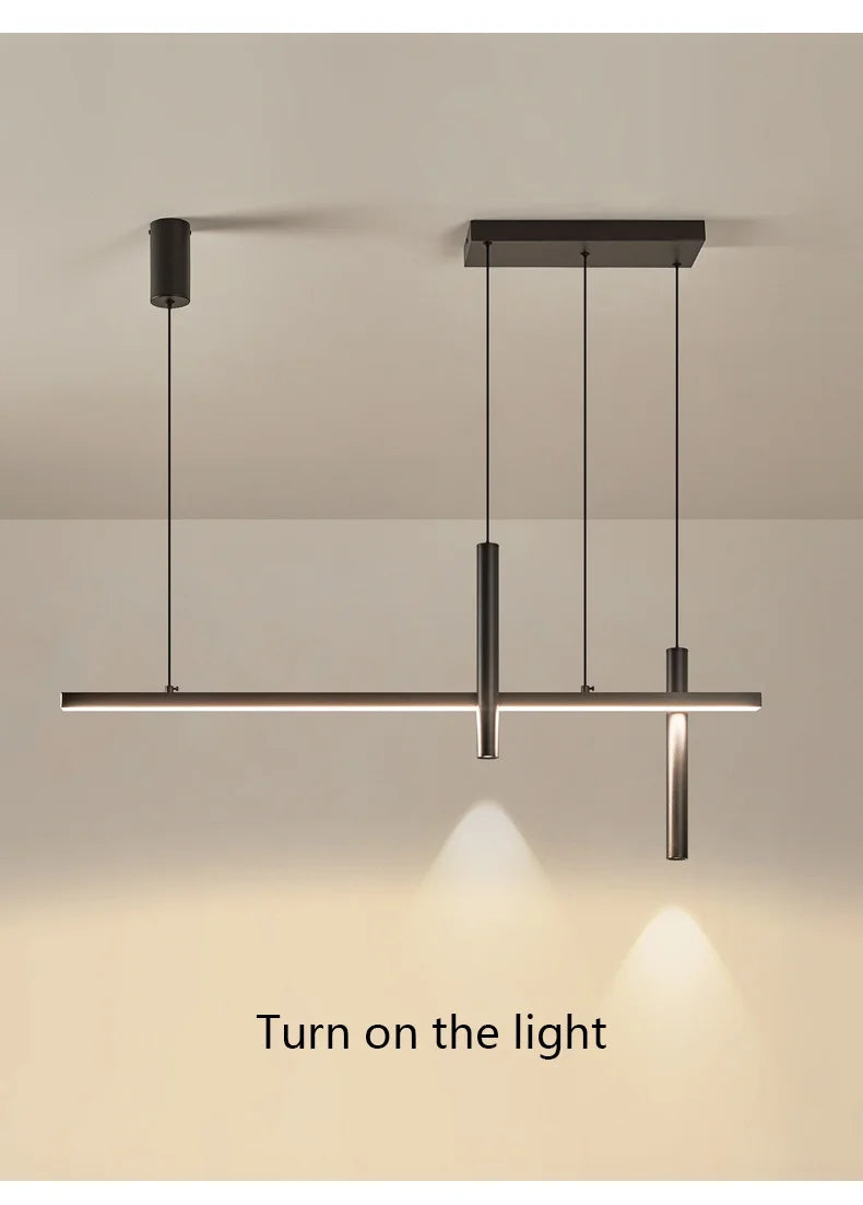 Linear LED Chandelier for Dining Room - Modern Dimmable Pendant Light Tidesmit
