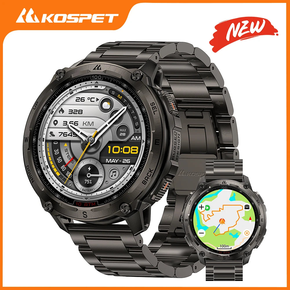 2026 New KOSPET Tank T4 SE Smart Watch for Men 6-Sat GPS Offline Maps 10ATM Waterproof Heart Rate Skiing Hiking for Android iOS